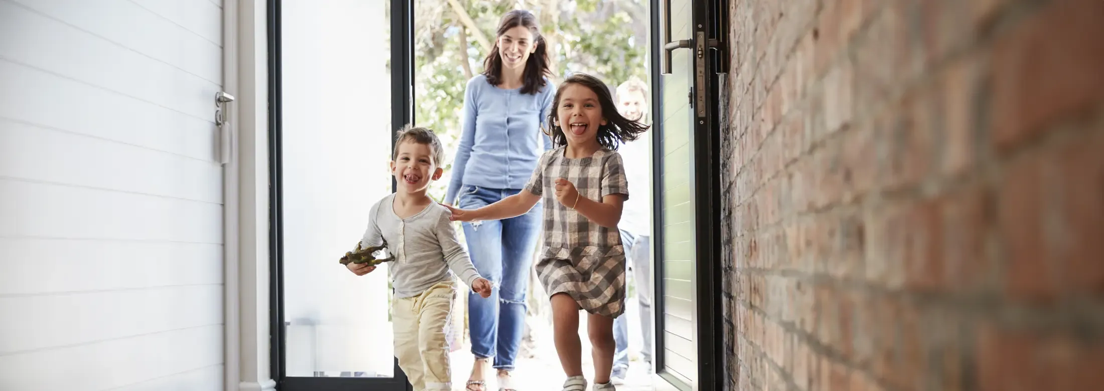 family coming home from shopping